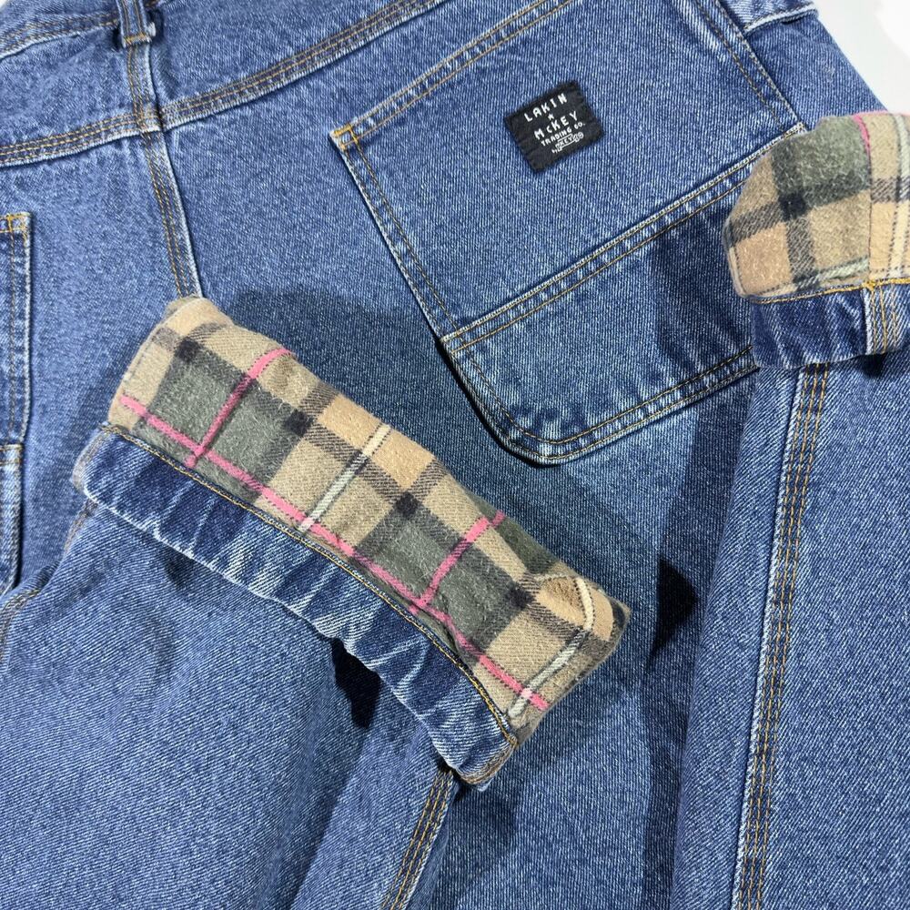 Lakin & McKey Trading Co. Flannel Fleece Lined Carpenter Jeans 36x30 Medium Blue - Picture 5 of 13
